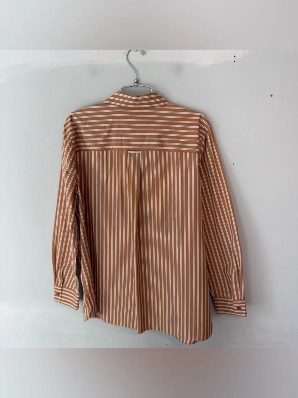 Lafayette 148 Ruxton Striped Button-Down Shirt XL Brown Tan - Picture 2 of 11